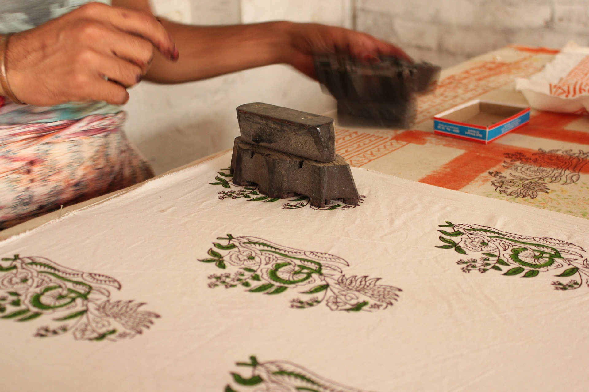 Block printing on fabric India
