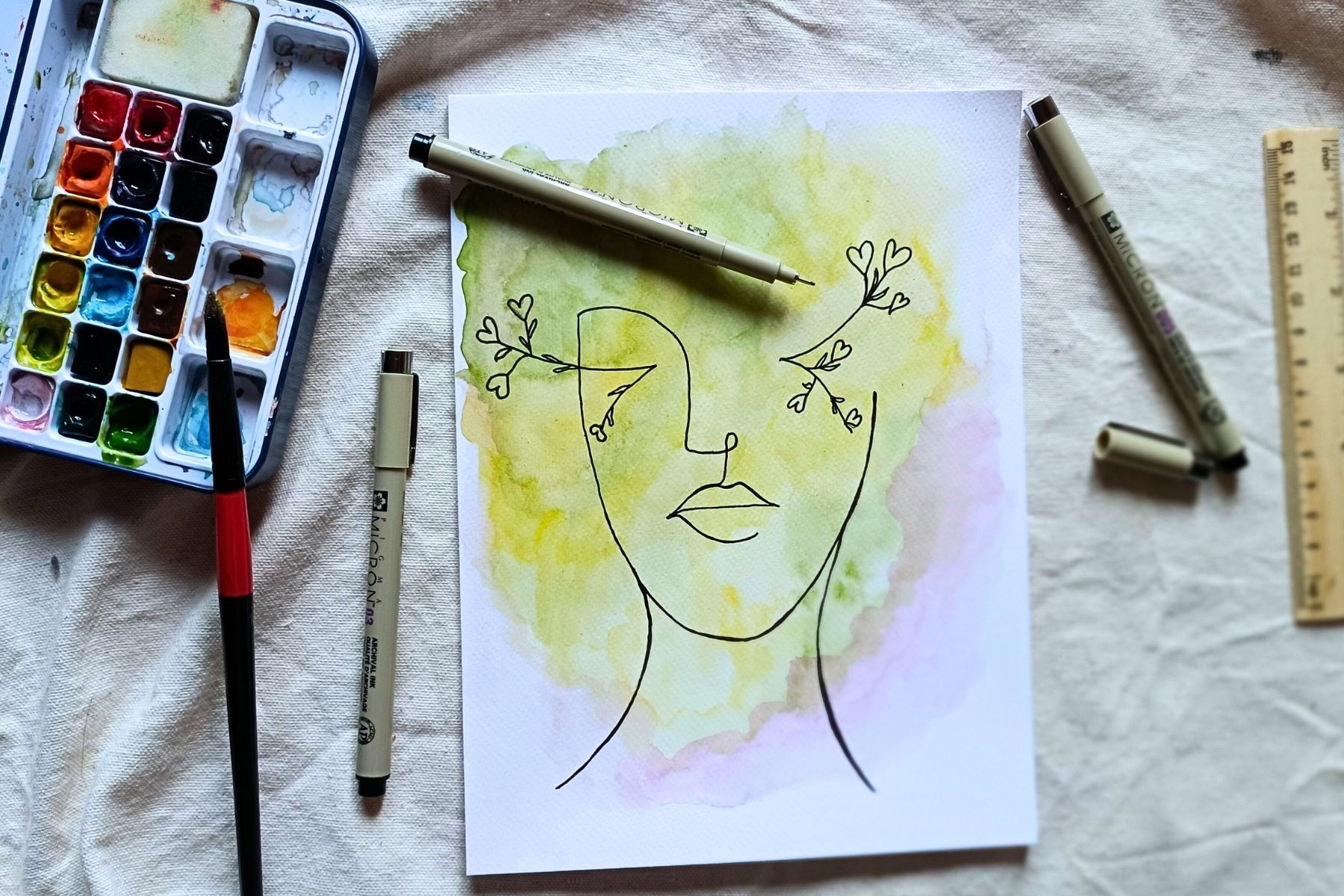 How to combine ink and watercolor: Line and wash for newbies